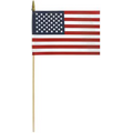 No Fray Economy Cotton U.S. Mounted Flag w/ Gold Spear (8"x12")